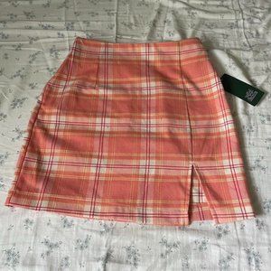 pink and orange plaid mini skirt size 0